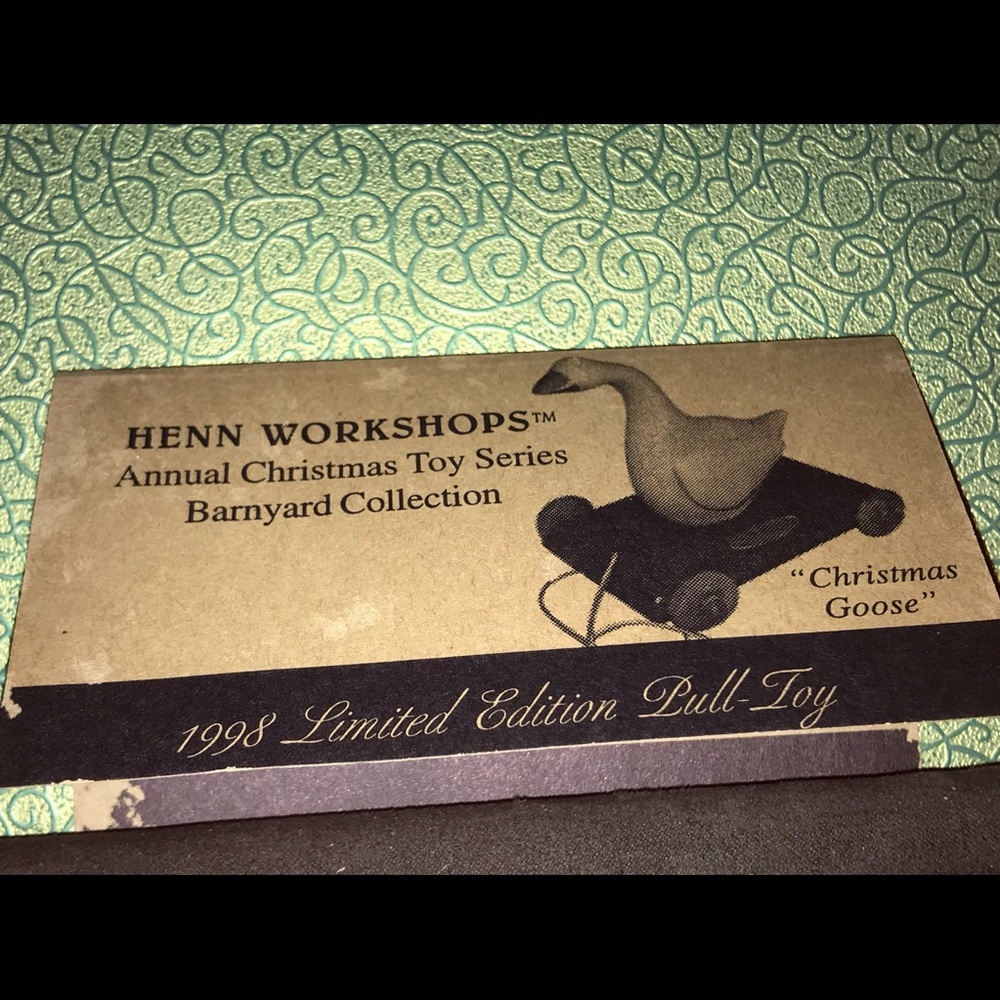 GE HENN PULL TOY. HAND CRAFTED. COLLECTIBLE New in box.